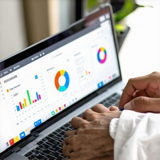 Business owner reviewing local SEO analytics on a laptop.