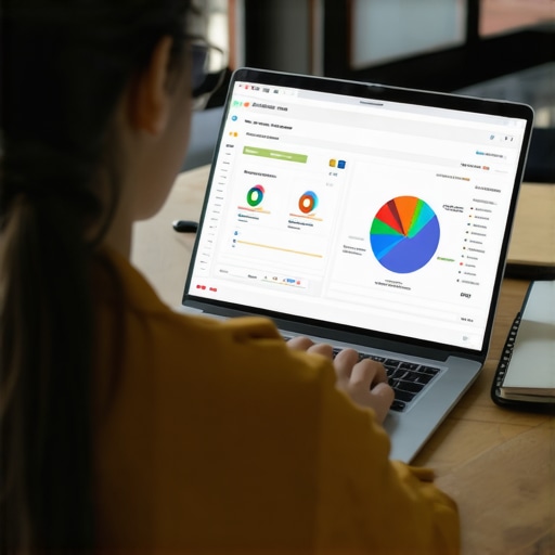 A person analyzing local SEO metrics on a laptop with various tools and dashboards.