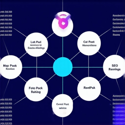 Infographic depicting how various local SEO strategies work together to improve Google Map Pack rankings.
