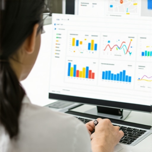 Individual reviewing local SEO metrics on a digital dashboard.