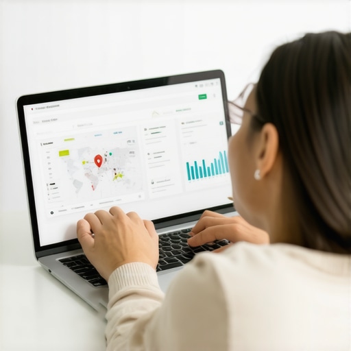 Business owner reviewing local SEO metrics on a digital dashboard