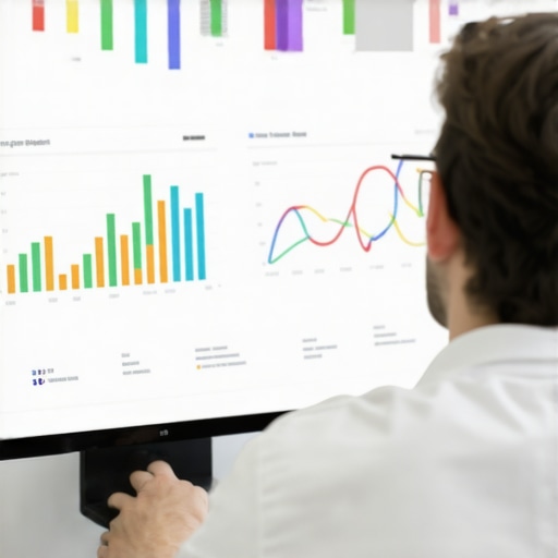 Analyzing Local SEO Data A person reviewing local SEO analytics charts on a laptop to improve map pack rankings.