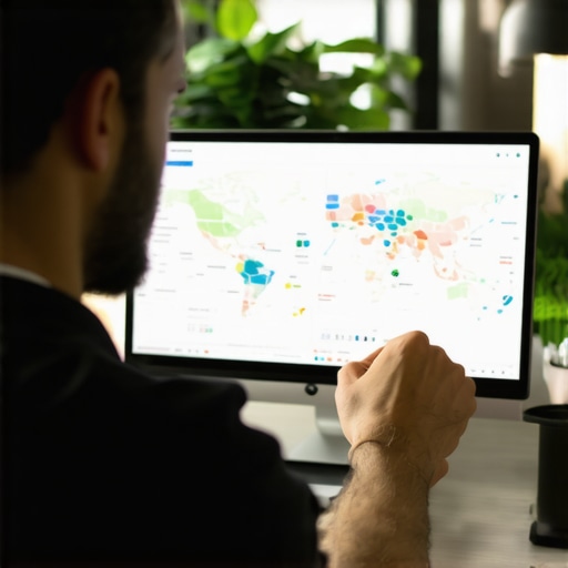 Business owner reviewing SEO analytics and map pack data on a computer screen.