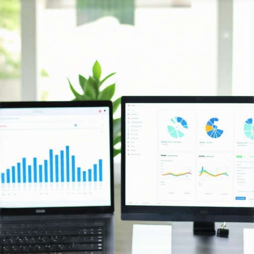 Dashboard displaying local SEO data and geo-data analytics in an office environment