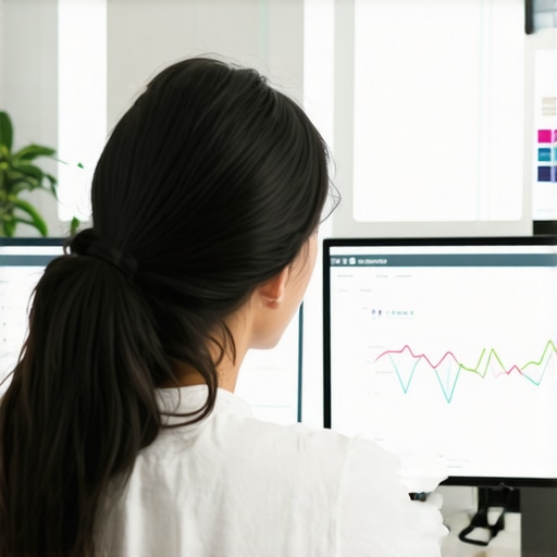 Managing Local SEO Tools Person analyzing local SEO data and maps on multiple screens in a professional workspace