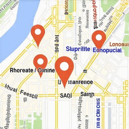 A digital map showing multiple pins across cities connected by local signals