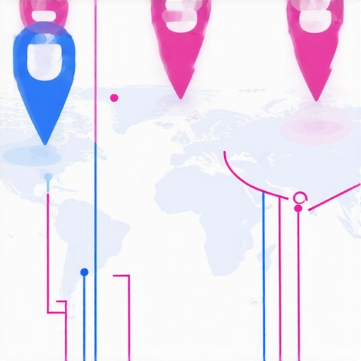 A digital map with connected pins expanding across regions demonstrating multi-area growth tactics.