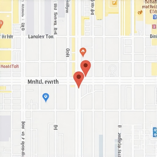 A city map highlighting multiple business locations with growth indicators