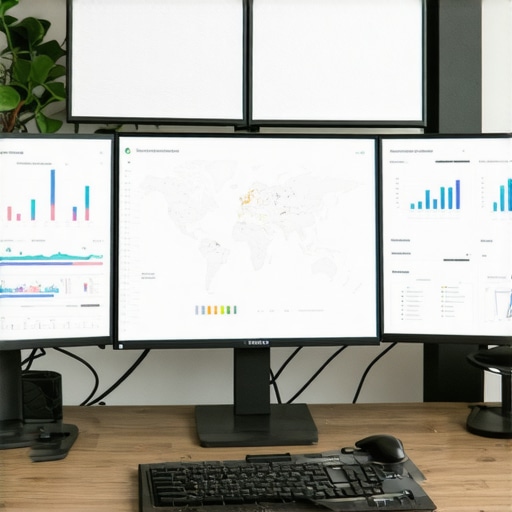 A workspace showing maps and analytics dashboards for SEO management.
